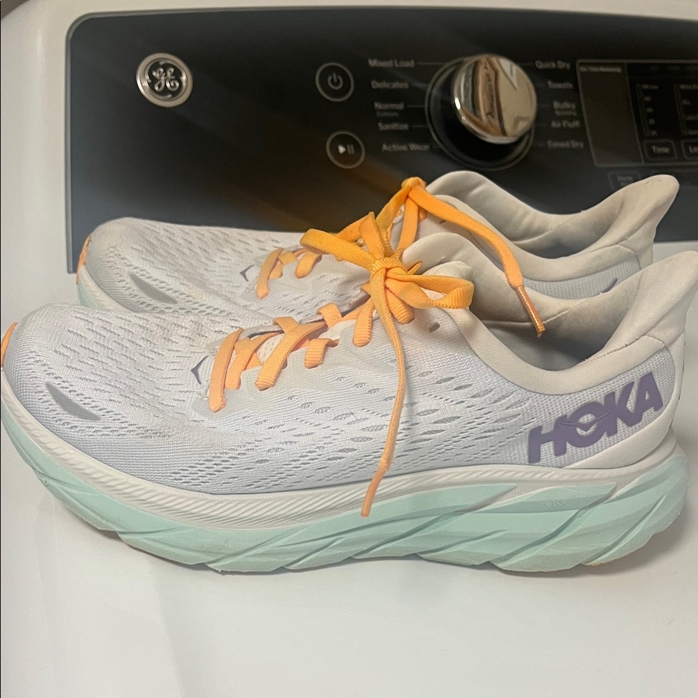 Hoka Women's Athletic Shoes - White, Orange, and Mint